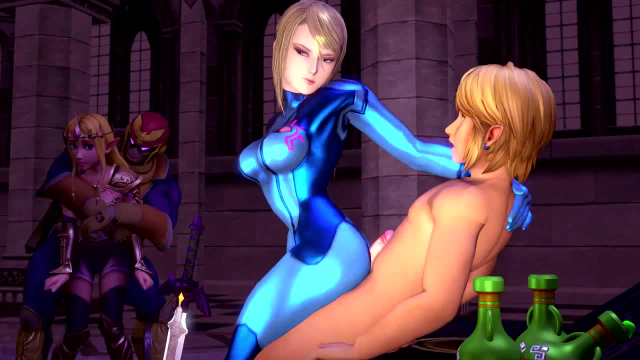 captain falcon+link+princess zelda+samus aran